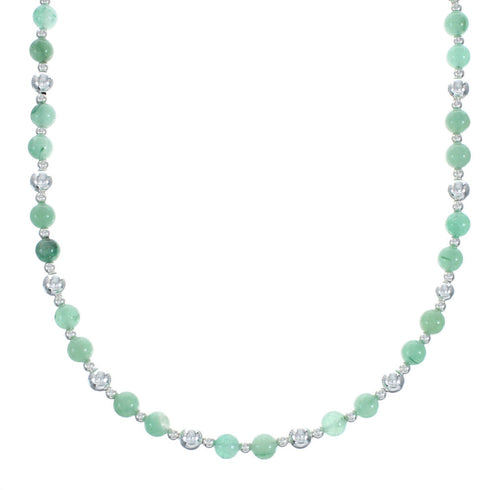 Native American Jade Sterling Silver Bead Necklace X10553